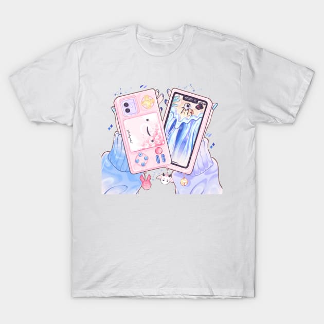 (No background) Girl holding cute phone cases! T-Shirt by Breadwithbutter 